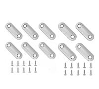 Flat Fixing Brackets, 10 Pcs Flat Straight Brace Brackets, Flat Plate Bracket, Stainless Steel Straight Bracket, Connecting Plates, Flat Support Corner Repair Connector, with 20 Screws