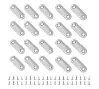 Flat Fixing Brackets, 20 Pcs Flat Straight Brace Brackets, Flat Plate Bracket, Stainless Steel Straight Bracket, Connecting Plates, Flat Support Corner Repair Connector, with 40 Screws