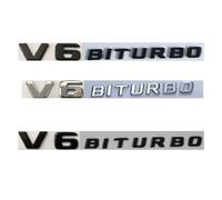 Flat Font Both mudguard Letters Emblems V6 BITURBO Symbols Nameplate Tag Badge(2x Chrome)
