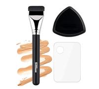 Flat Foundation Brush Rubycell Sponge & Mixing Palette Makeup Tool Couple Set- Ideal for Liquid Foundation,Ultra-Soft Seamless Blender for Flawless Natural Makeup,Minimized Absorb, Long-Lasting