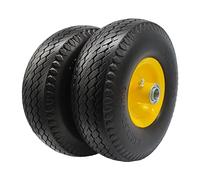 Flat Free 4.10/3.50-4 Sack Truck Tyres with 5/8 Axle Bore, 2.2" Offset 10" Solid Tyre Replacement for Sack Truck/Cart/Garden Cart/Wheelbarrow/Doll/Lawn Mower (Pack of 2)