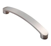 Flat Fronted Bow Pull Handle - 140 x 12mm - 128mm Fixing Centres - Satin Nickel | Cabinet Pull Handle - Wardrobe Cupboard Door Handle - Suitable for Lightweight Internal Doors