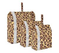 Flat Geometric Pattern Leopard Skin Print Gold Brown 3 Set Travel Packing Cubes For Suitcases Foldable Compression Bags For Travel Organizer For Luggage Luggage Space Saver