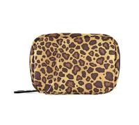 Flat Geometric Pattern Leopard Skin Print Gold Brown Travel Bag with Detachable Compartments Convenient Pill organizerday Pill Organizer