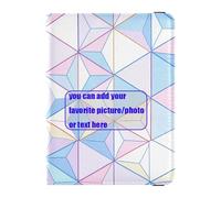Flat Geometric Pattern Monogram customize Leather Passport Holder Covers Case Wallet Passport Holder Passport Holder Combo with Vaccine Card Slot Lightweight, flat geometric pattern Monogram, One Size