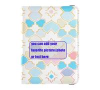 Flat Geometric Pattern Octagonal Colorful customize Leather Passport and Vaccine Card Wallet Combo Travel Documents Organizer Protector Passport Holder Combo with Vaccine Card Slot Lightweight, flat