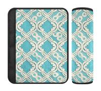 Flat Geometric Pattern Scroll Pattern Lake Blue 2 pcs car seat Strap Pads Padded More Comfort Driving for SUV funda para cinturón de carro