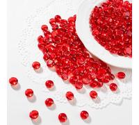 Flat Glass Marbles,170-190 Pcs Decorative Glass Gemstone,0.97 Pound Pebbles for DIY Craft Table Scatter Mancala Stones Party Vase Fillers Beads for Floral Candle Potted Decor Fish Tank (Red)