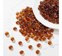 Flat Glass Marbles,170-190 Pcs Decorative Glass Gemstone,0.97 Pound Pebbles for DIY Craft Table Scatter Mancala Stones Party Vase Fillers Beads for Floral Candle Potted Decor Fish Tank (Brown)