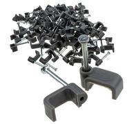 FLAT Grey 10mm Cable Clips for 2.5mm2 Twin & Earth Cables [100 Pack]