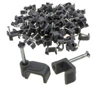 Flat Grey 8mm Cable Clips for 1mm2 Twin & Earth Cables [100 Pack]