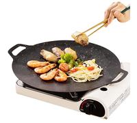 Flat Griddle BBQ Pan - Heavy Duty Collian Grill Fry Pan, Round Fry Plate for Cooktops | Portable Roasting Tray, Scratch Resistant Coating for Grill, Kitchen Stove, Picnic Heat Use