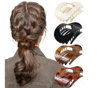 Flat Hair Claw Clips 4 PCS, Round Flat Hair Clips for Women and Girls, French Hair Clip with Strong Hold for Thick and Thin Hair, Comfortable Flat Clips, No Slip Hair Clips
