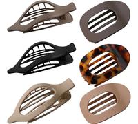 Flat Hair Claw Clips for Women, 6 PCS Lay Flat Hair Clips for Thick Hair and Thin Hair, Curved Design, Large Matte Flat Claw Clips, Hair Accessories for Girls