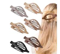 Flat Hair Clip, Lay-Down Claw Clip | Vintage French Design Hair Clip - 6 Pieces Retro Hair Clips with Non-Slip Handle, Ultra Light Oval Hair Clip Clips, Hair Accessories
