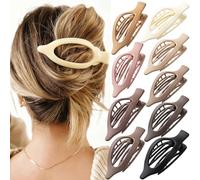 Flat Hair Clips, 9 PCS 4.7 Inch Large Side Slide Volume Clips for Women & Girls, Internal Tooth Design, Strong Hold Matte Hair Clips for Thick Hair & Thin Hair,French Concord Clip