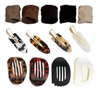 Flat Hair Clips, Flat Hair Claw Clips, Curved Design Hair Clips for Lying, Driving - Matte Strong Hold Hair Claw Clips for Thin, Hair Accessories for Women and Girls (8 hair clips 5 hair ties)