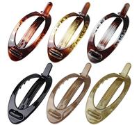 Flat Hair Clips for Women 6Pcs Classic French Oval Hair Barrette Vintage Twist Ponytail Holders Strong Hold Grip Clips Plastic Accessories for Women & Girls.