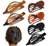 Flat Hair Clips-Set of 6 Horizontal Non Slip Barrettes, Banana Shaped Barrette | A Comfortable Hair Grip with Vintage Design for Women, Friends, Mothers and Daily Ornaments for