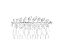 Flat Hair Clips Women Boho Leaf Hair Comb Gold Wedding Comb Metal Bridal Headpieces Bride Side Branch Leaf Piece Wedding Headpieces Bride Accessories for and and (Silver, 9x5cm)