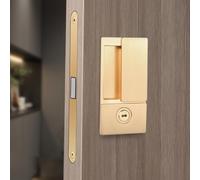 Flat Handleless Lock with Silent Push Pull Magnetic Mechanism and Invisible Keyhole for Bedroom Doors, Compatible with Wooden Doors 38 60MM (Gold)
