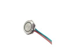 Flat Head 12v 24v Momentary Short type 19mm Metal push button switch with ring LED light with JST PH connector IDGTTLDF(Green,12V)