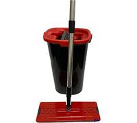 Flat Head Microfibre Mop and Bucket Set with Stainless Steel handle, Innovative Twin Chamber Bucket for WET & DRY use. Compact for an Easy Storage Solution, Suitable for all Floor Types (Black)