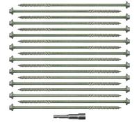 Flat Head Screws, Hexagon Wood Screws Set, 6.3 x 200 mm, Self-Tapping Screws, Hexagonal Drilling Screws, Rafter Screws for Roof Constructions, Construction Screws (6.3 x 200 mm), Pack of 18