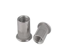 Flat Head Threaded Insert Nut, Rivet Nut Inserts Flat Head 304 Stainless Steel Carbon Steel M3-M12 Multicolor(Silver,M8-5pcs)