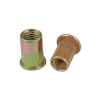 Flat Head Threaded Insert Nut, Rivet Nut Inserts Flat Head 304 Stainless Steel Carbon Steel M3-M12 Multicolor(Yellow,M10-5pcs)