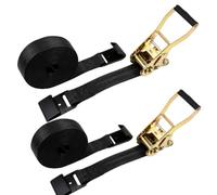 Flat Hook Ratchet Straps 2 Inch x 40 Foot 2 Pack, 10,000 Lb Break Strength, 3,333 Lb Working Load, Heavy Duty Tie Down Straps for Flatbed, Truck, Trailer, Pickup, ATV, Boat, Motorcycle, Cargo,Black
