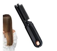 Flat Iron | 2-in-1 LED Display Rechargeable Brush - 3 Temperature Settings Cordless Straightener | for Women Men Short Long Curly Wavy Beach Travel Home Salon Styling