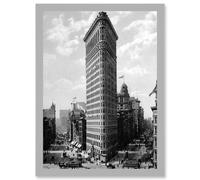 Flat Iron Building New York NYC 1903 Vintage Historical Photo A4 Artwork Framed Wall Art Print Artery8 Light Grey One Size