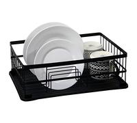 Black Flat Iron Metal Dish Drainer Plates Cutlery Utensils Holder Drying Rack