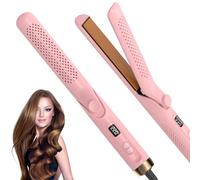 Flat Iron Hair Straightener and Curler 2 in 1, LAYADO 25MM Airflow Style Curling Iron, 360° Airflow Style, Ionic Curling Wand Reduces Damage, 5 Temps & Dual Voltage for Long Short Hair