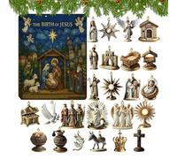 Flat Jesus Christmas Countdown Calendar - Religious Pendant Set | 2D Seasonal Advent Props For Fence Wall Mantel, Christian Holiday Living Room Window Decoration