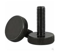 Flat Knurled Head Screw， Knurled Thumb Screws M3 M4 M5 M6 Steel Black Flat Head Hand Tighten 2-10pcs(16mm,M6 2PCS)