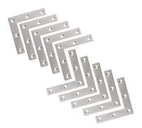 Flat L Shaped Corner Bracket, Tiberham 10 Pcs 80 x 80 mm Stainless Steel Right Angle Corner Brace Repair Plate, Heavy Duty Furniture Fastener Joint Corner Connector for Wood Shelf Cabinet Table Chair