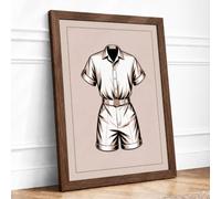 Flat Lay Fashion Set Minimalist Framed Wall Art Print A2 (59.4×42cm) Walnut, Wall Decor for Living Room, Bedroom, Office & Home, Ready to Hang, Art Gift