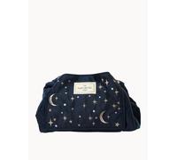 Flat Lay London Drawstring Flat Lay Makeup Bag - Celestial Blue Embroidered Velvet