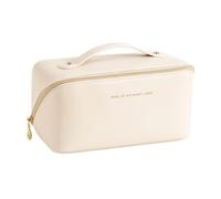 Flat Lay Makeup Bag, Travel Makeup Bag with Compartments, Wide Opening Cosmetic Organiser, Small Makeup Bag for Women Flat Lay Make Up Case for Daily Use and Business Trips