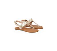 Flat Leather Flip Flop Sandals Gold-Coloured