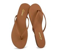 Flat Leather Flip Flops for Women Comfortable Elegant Thong Sandals 2025 Summer Spring Holiday Chanclas Para Mujer, chocolate brown, 8.5 UK