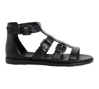 Flat Leather Sandals with Closed Heels Black