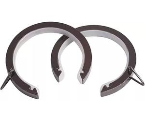 Flat Lined Passing "C" Rings for 28mm Bay Curtain Poles (Polished Graphite, 16)