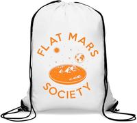 Flat Mars Society Funny Graphic Gym Sack Casual Drawstring Bag White