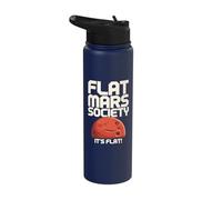 Flat Mars Society Funny Sarcastic Science Planet Stainless Steel Insulated Water Bottle