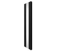 Flat Panel Radiator with Mirror 1800mm x 425mm Modern Designer Double Column Vertical Heater Matt Black Carbon Steel Wall Mounted Kitchen Living Room Cleaning Brush Fixing Kit & Brackets