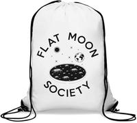 Flat Moon Society Funny Graphic Gym Sack Casual Drawstring Bag White
