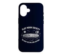 Flat Moon Society Funny Space Conspiracy Sarcastic Astronomy Case for iPhone 16
